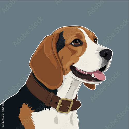 Happy Beagle Dog Illustration Vector Graphic Portrait
