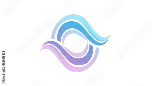 Abstract gradient interlocking wave shapes logo