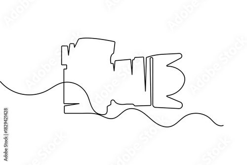 Video recording camera continuous one line drawing in minimalist style isolate outline vector illustration art
