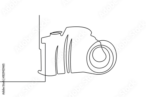 Video recording camera continuous one line drawing in minimalist style isolate outline vector illustration art
