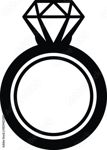 Simple Christmas Black Silhouette of a Diamond Ring with a Round Band engagement ring gemstone