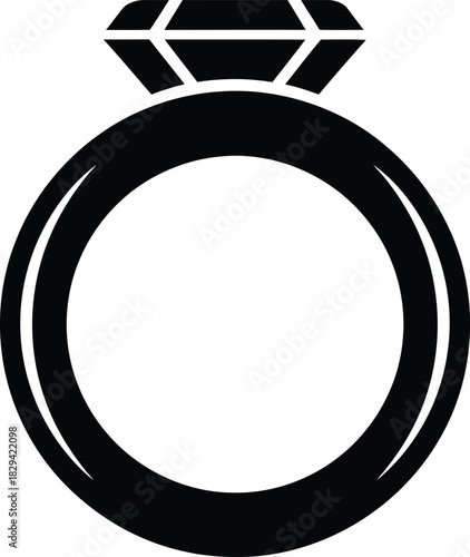 Simple Christmas black silhouette of a diamond ring jewelry engagement
