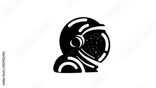 An astronaut in a helmet, black isolated silhouette