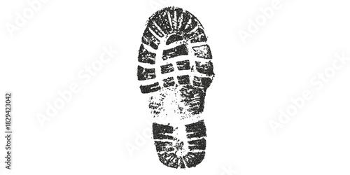 Detailed shoe print impression graphic, perfect for crime scene investigation visuals or conceptual designs requiring a sense of mystery or exploration