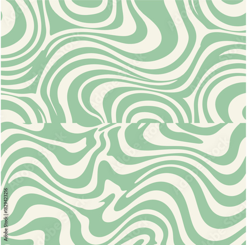 Minimalist Abstract square background with colorful waves. Trendy vector illustration in style retro 60s, 70s. Pastel colors vector illustration in light olive color isolated in white gray background.