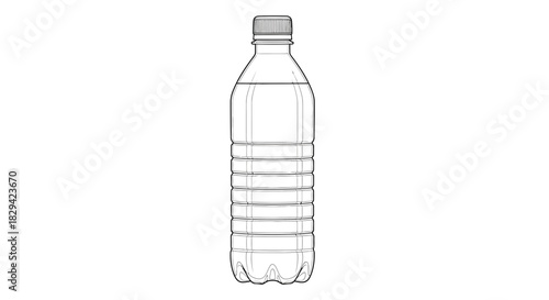 Clear Plastic Bottle Icon – Drink Container, Hydration & Packaging Symbol