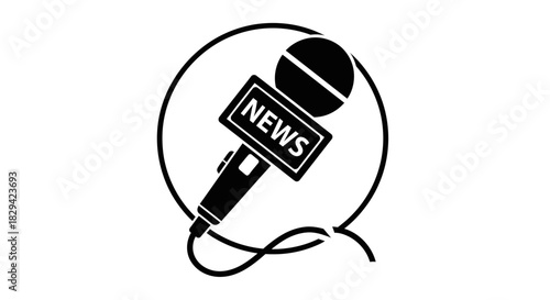 News Microphone Icon – Journalism, Reporter & Media Broadcast Symbol