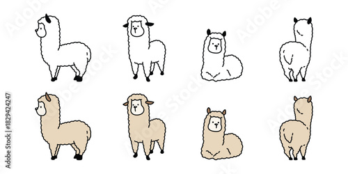 alpaca vector llamas cartoon character mascot icon logo doodle symbol illustration design isolated