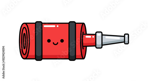 Adorable fire hose cartoon character illustration showcasing safety equipment icon