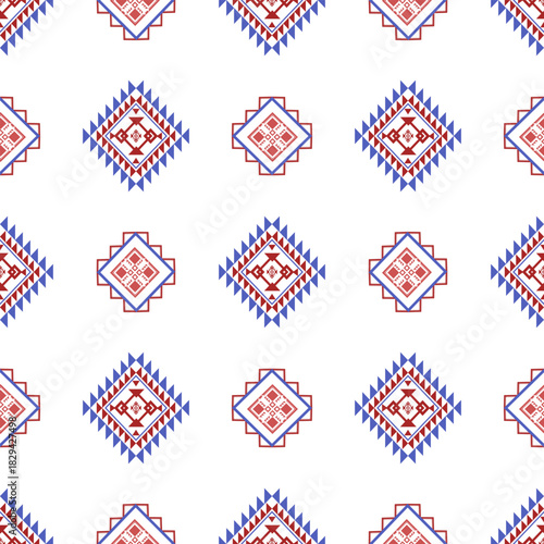 Vector Geometric Ethnic seamless pattern background.Native American tribal fabric, Azect,Batik,rung,drawn,cross