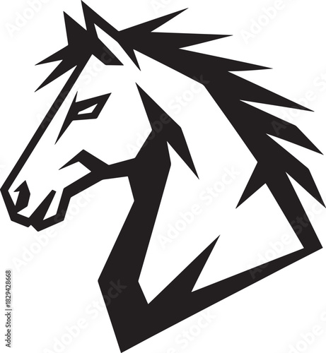 Stylized Horse Head Silhouette Vector Illustration with Sharp Edges and Modern Design Elements