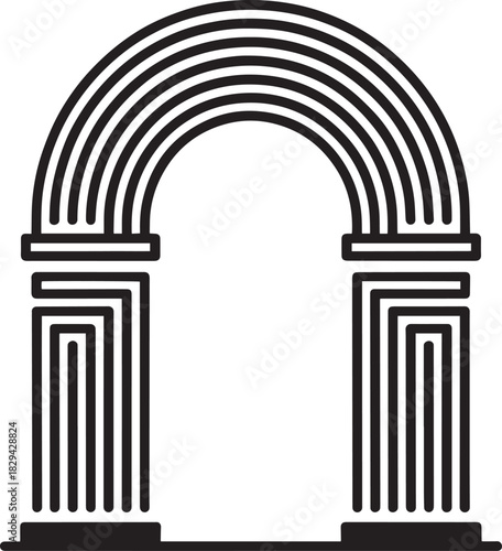 Archway Vector Illustration, Isolated on Transparent Background for Architectural Design