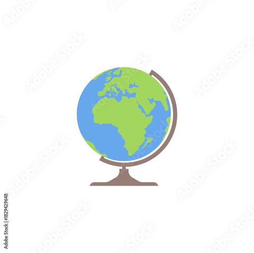 Earth globe with stand. Vector illustration.