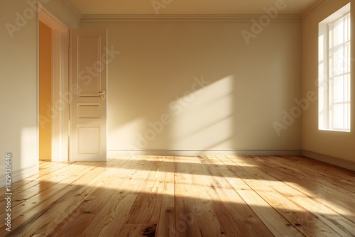 Wallpaper Mural Clean and warm room interior smooth plank floor subtle wall tone warm highlights Torontodigital.ca