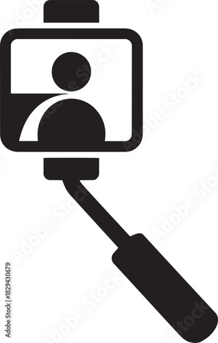 Selfie Stick Icon Vector Illustration Capturing Moments with Mobile Device for Social Media