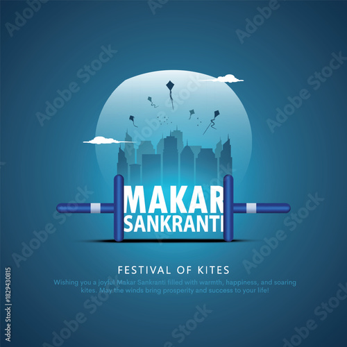 Happy Makar Sankranti Festival of Kites Background Design Template. Creative Vector Illustration