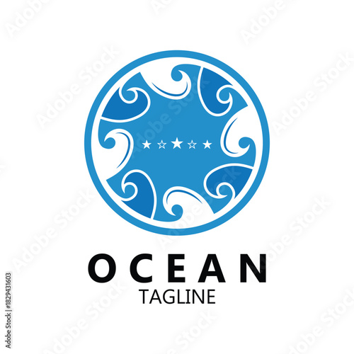 ocean logo vector icon illustration. logo for nature, community, travel companies, resorts and environment