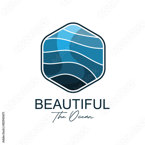 ocean logo vector icon illustration. logo for nature, community, travel companies, resorts and environment
