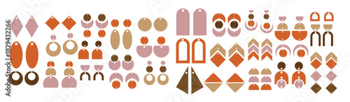 boho earring icon vector set decoration illustration sign