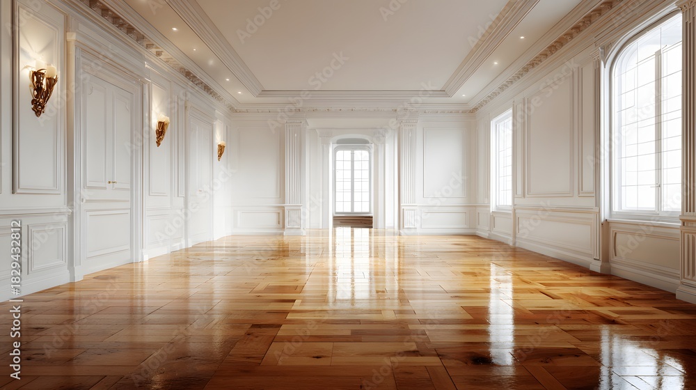 Obraz premium Quiet designer room warm endless wooden floor seamless warm wall