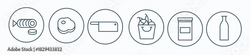 charcuterie simple outline icons 