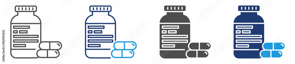 Obraz premium diabetes medication icon sheet multiple style