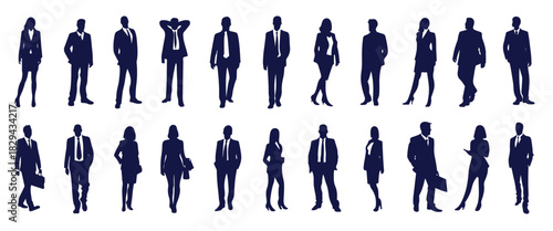 business people silhouette set business man and woman