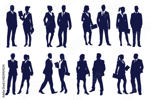 business people silhouette set business man and woman