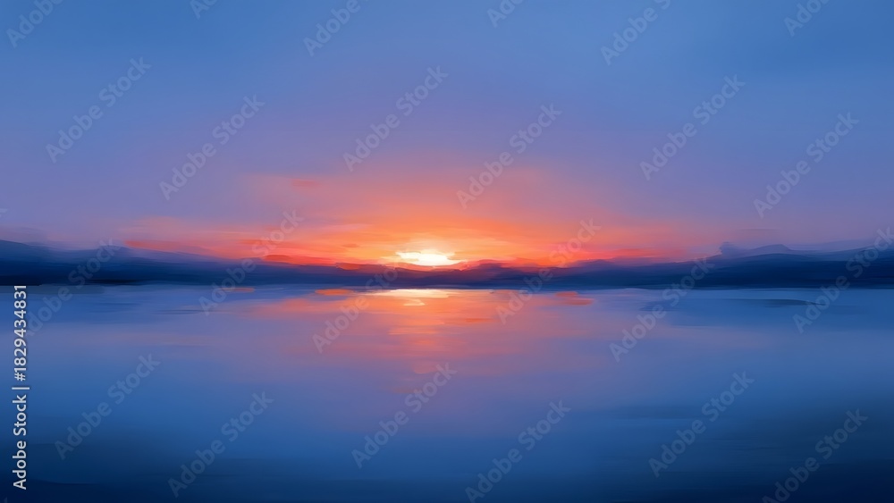 Fototapeta premium Tranquil lake at sunset with vibrant colors and reflections