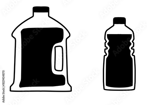 a set of plastic gallon bottles