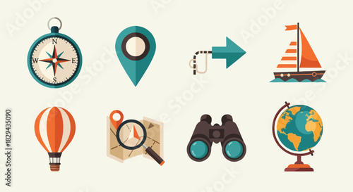 Travel icons set with transparent background
