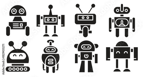 cute robot character icons 