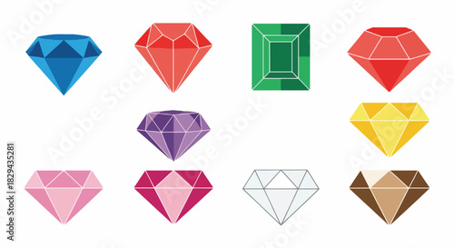 Colorful gemstone collection with transparent background
