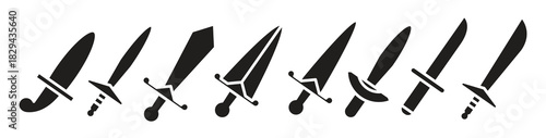 dagger and sword weapon icons set