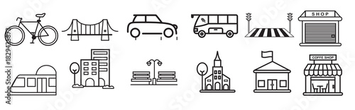 city icon set editable