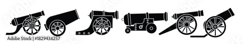 cannon icon vector set artillery illustration sign