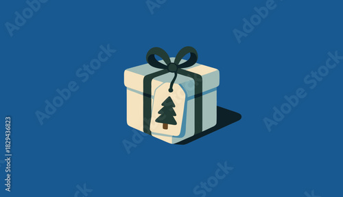 Gift with christmas tree tag