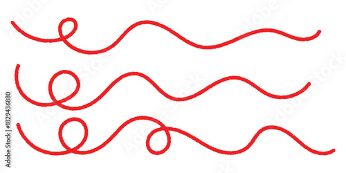 Long red thread icon. A red silk thread looped in a circle form, extending on both ends, symbolizing the red thread. Long red thread. EPS 10.