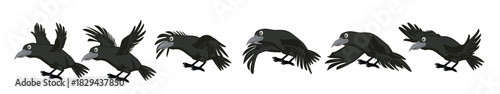 cartoon crow character with different style and expansion