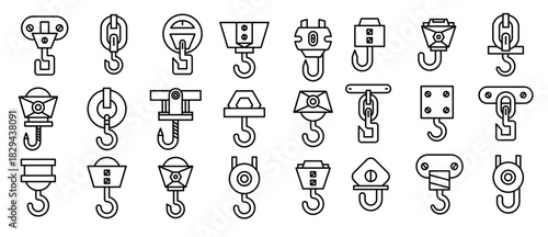 crane hook icons vector set 