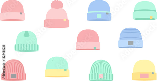 Colorful Knit Beanies Set in Pastel Shades for Casual Fashion