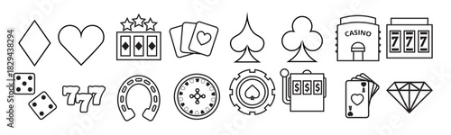 casino vector icon set gambling related illustration sign 