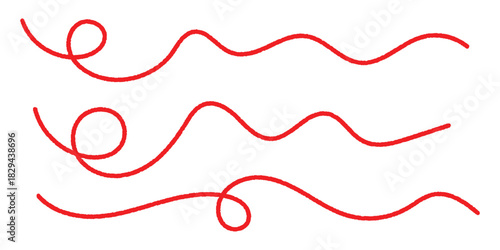 Red thread icon vector. Red thread looped in a swirl line, symbolizing vector. Line of red yarn, long red thread icon isolated on a white background. Vector illustration. EPS 10