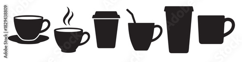 coffee cups and cups icons set