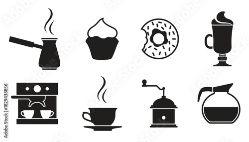 coffee icons black on a white backround 