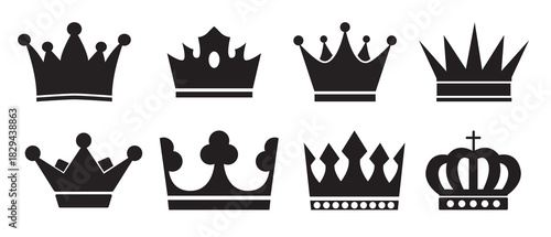 crown icons vector set king illustration symbol collection
