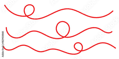 Red thread icon vector. Red thread looped in a swirl line, symbolizing vector. Line of red yarn, long red thread icon isolated on a white background. Vector illustration. EPS 10