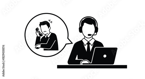 Customer support representative assisting a frustrated client with technical difficulties