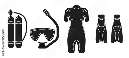 diving icons set