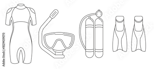 diving icons set